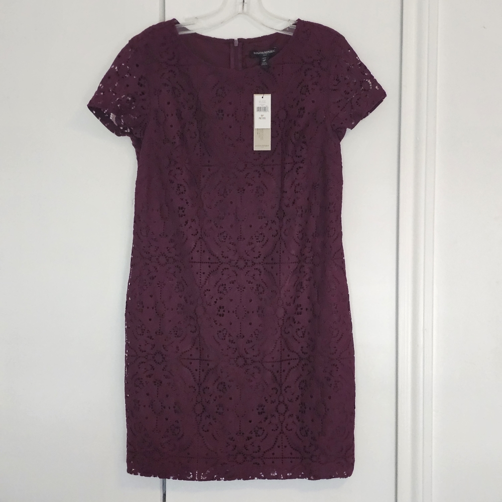 Banana Republic Lace Mini Dress in Rich Purple